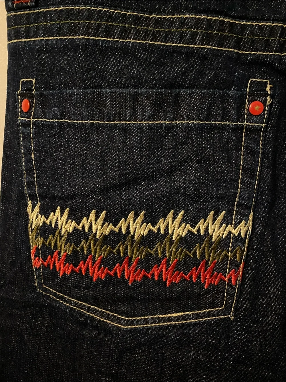 COOGI Dark Blue Denim Shorts with Red Accents